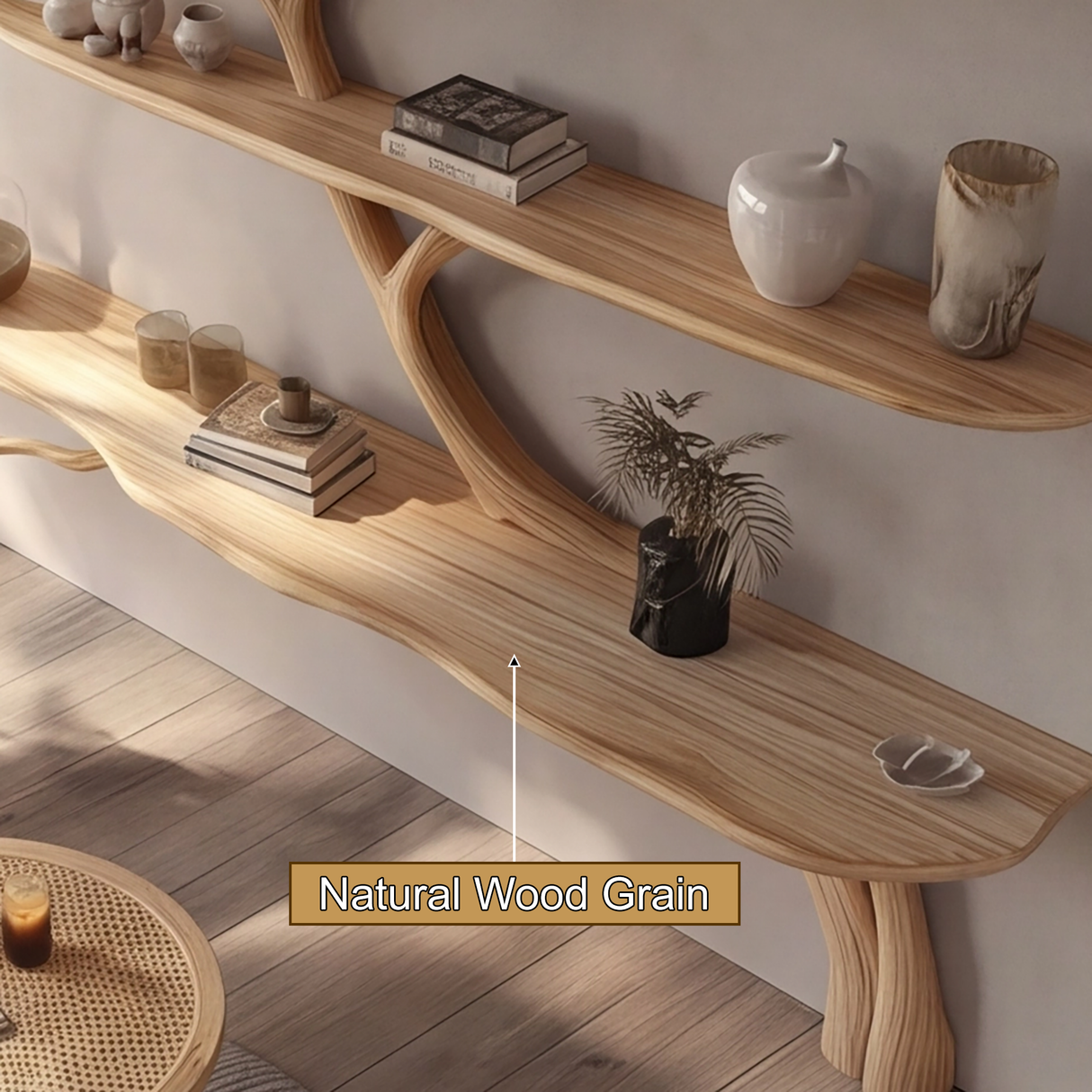 Aurevine Sculptural Solid Wood Tree Bookshelf - Timberustic Tree Bookshelf
