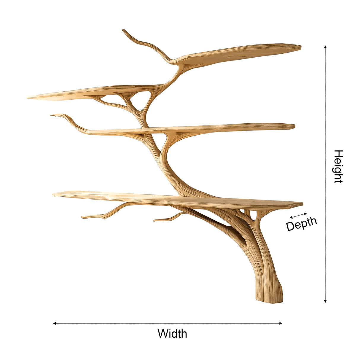 Aurevine Sculptural Solid Wood Tree Bookshelf