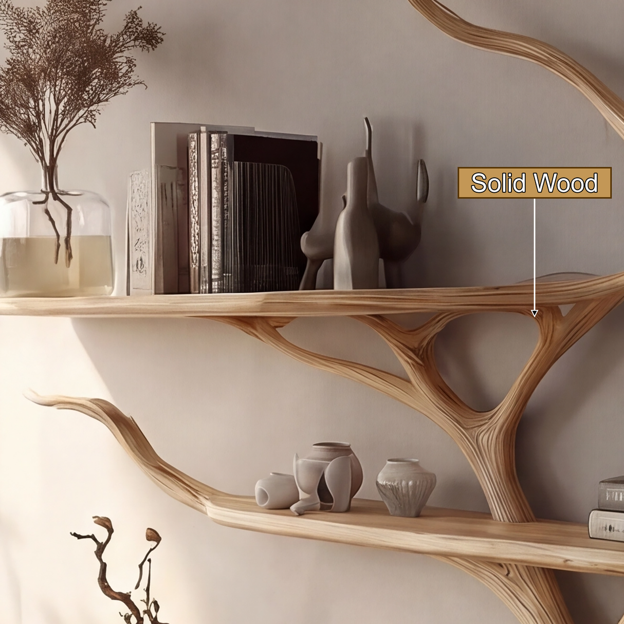 Aurevine Sculptural Solid Wood Tree Bookshelf - Timberustic Tree Bookshelf