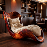 Aurevista Handcrafted Sculpted Solid Wood Chaise Lounge
