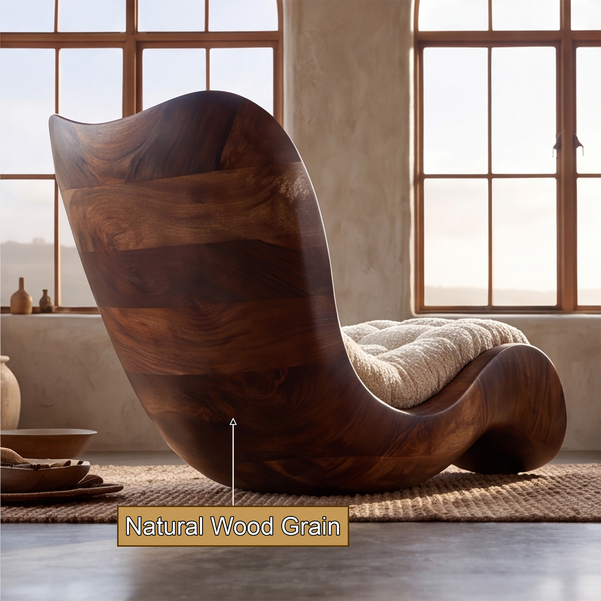 Aurevista Handcrafted Sculpted Solid Wood Chaise Lounge