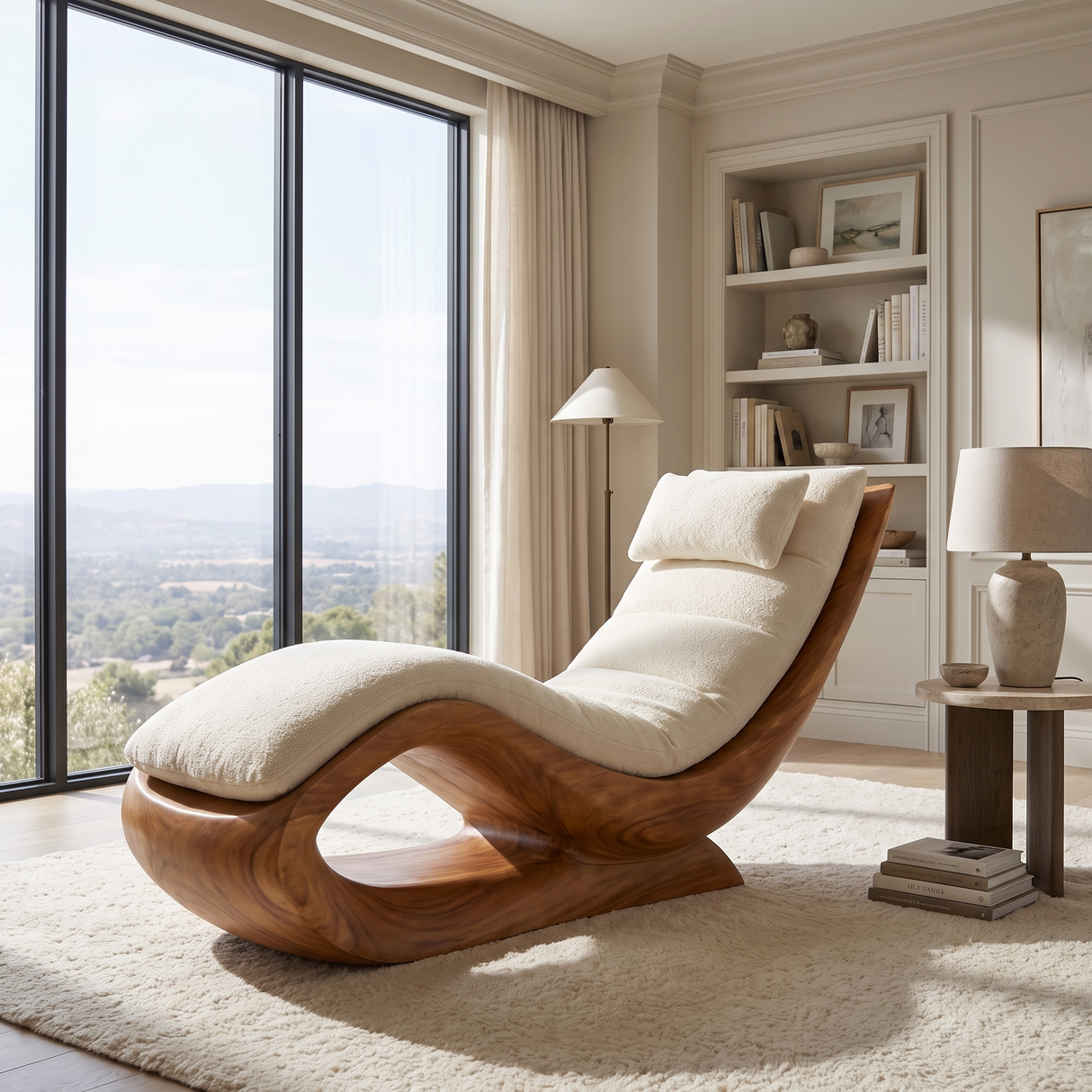 Aurevista Handcrafted Solid Wood Chaise Lounge