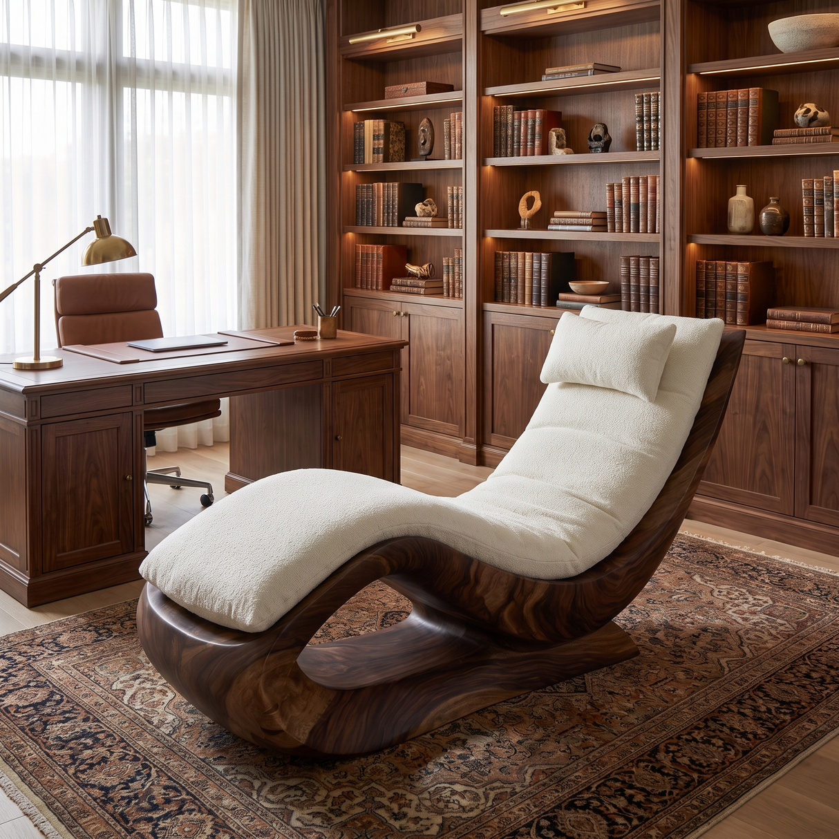 Aurevista Handcrafted Solid Wood Chaise Lounge