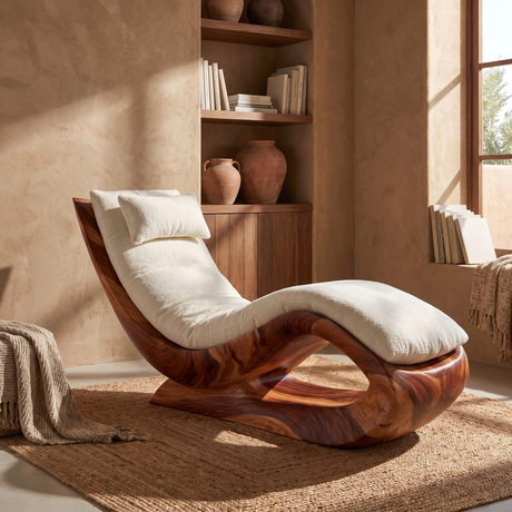 Aurevista Handcrafted Solid Wood Chaise Lounge