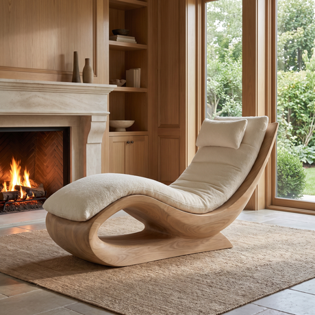 Aurevista Handcrafted Solid Wood Chaise Lounge