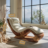 Aurevista Handcrafted Solid Wood Chaise Lounge