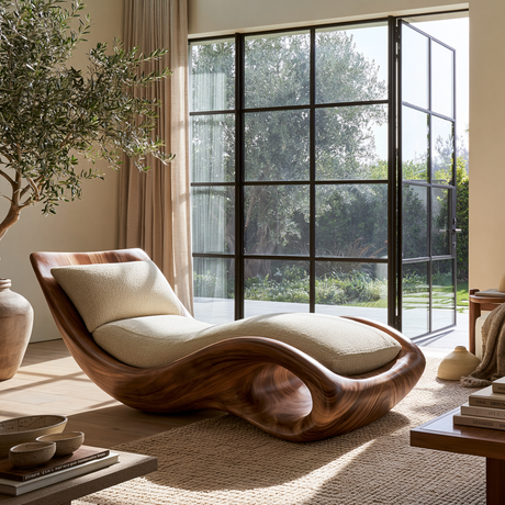 Aurevon Handcrafted Sculpted Solid Wood Chaise Lounge - Timberustic Chaise Lounge