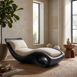 Aurevon Handcrafted Sculpted Solid Wood Chaise Lounge
