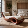 Aurevon Handcrafted Sculpted Solid Wood Chaise Lounge