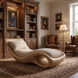 Aurevon Handcrafted Sculpted Solid Wood Chaise Lounge