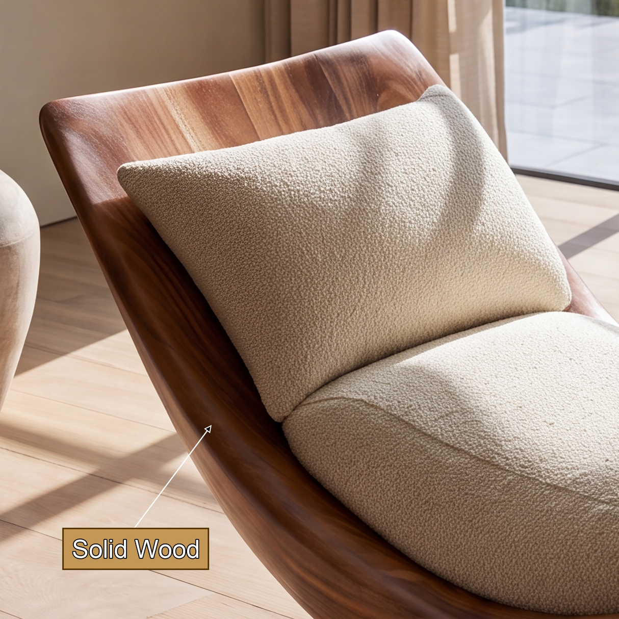 Aurevon Handcrafted Sculpted Solid Wood Chaise Lounge