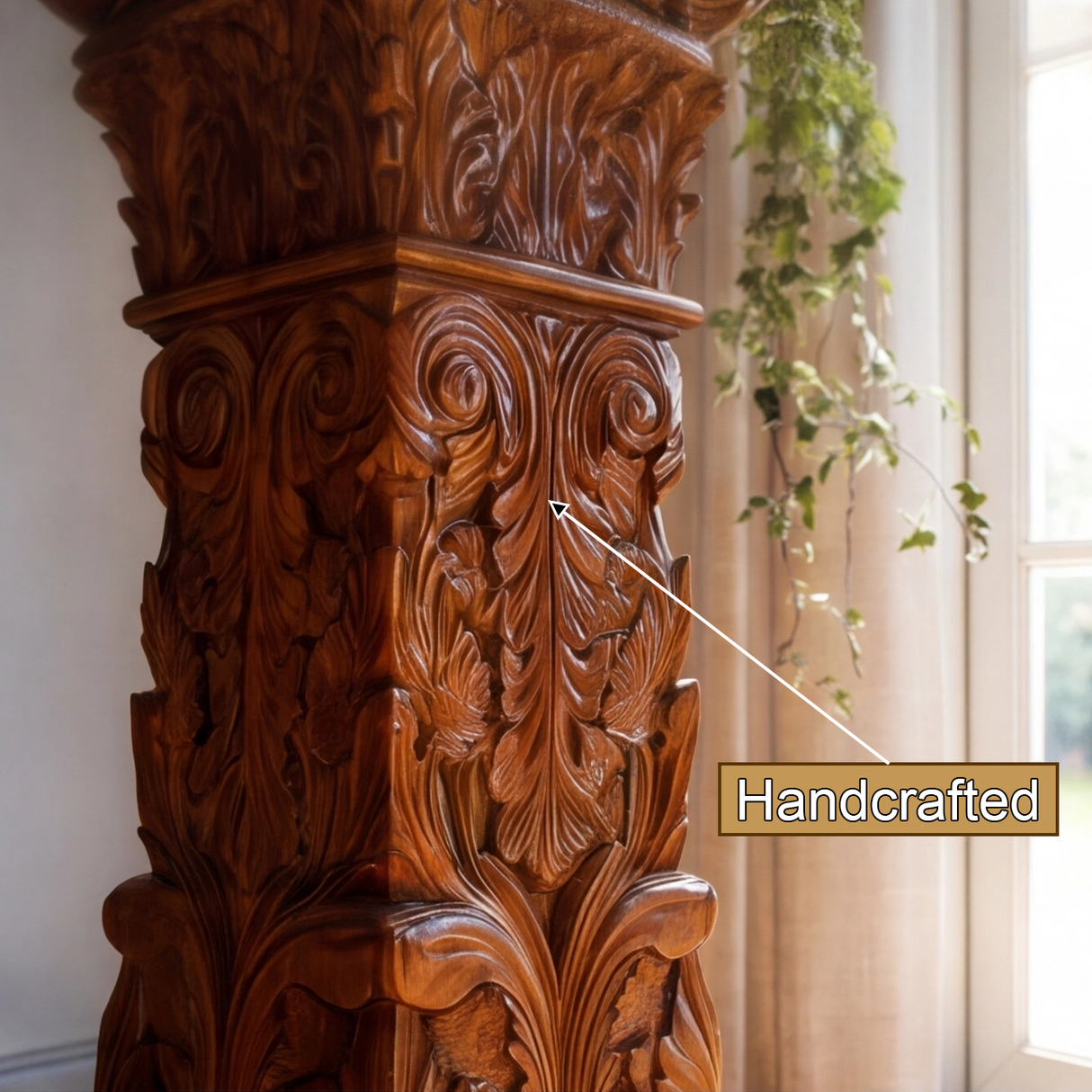 Aurevon Handcrafted Solid Wood Pedestal Stand - Timberustic Pedestal Stand