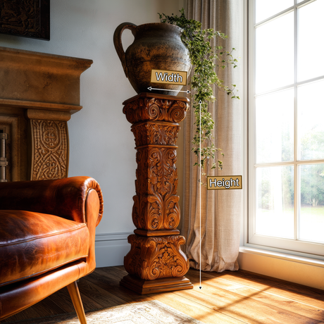 Aurevon Handcrafted Solid Wood Pedestal Stand - Timberustic Pedestal Stand