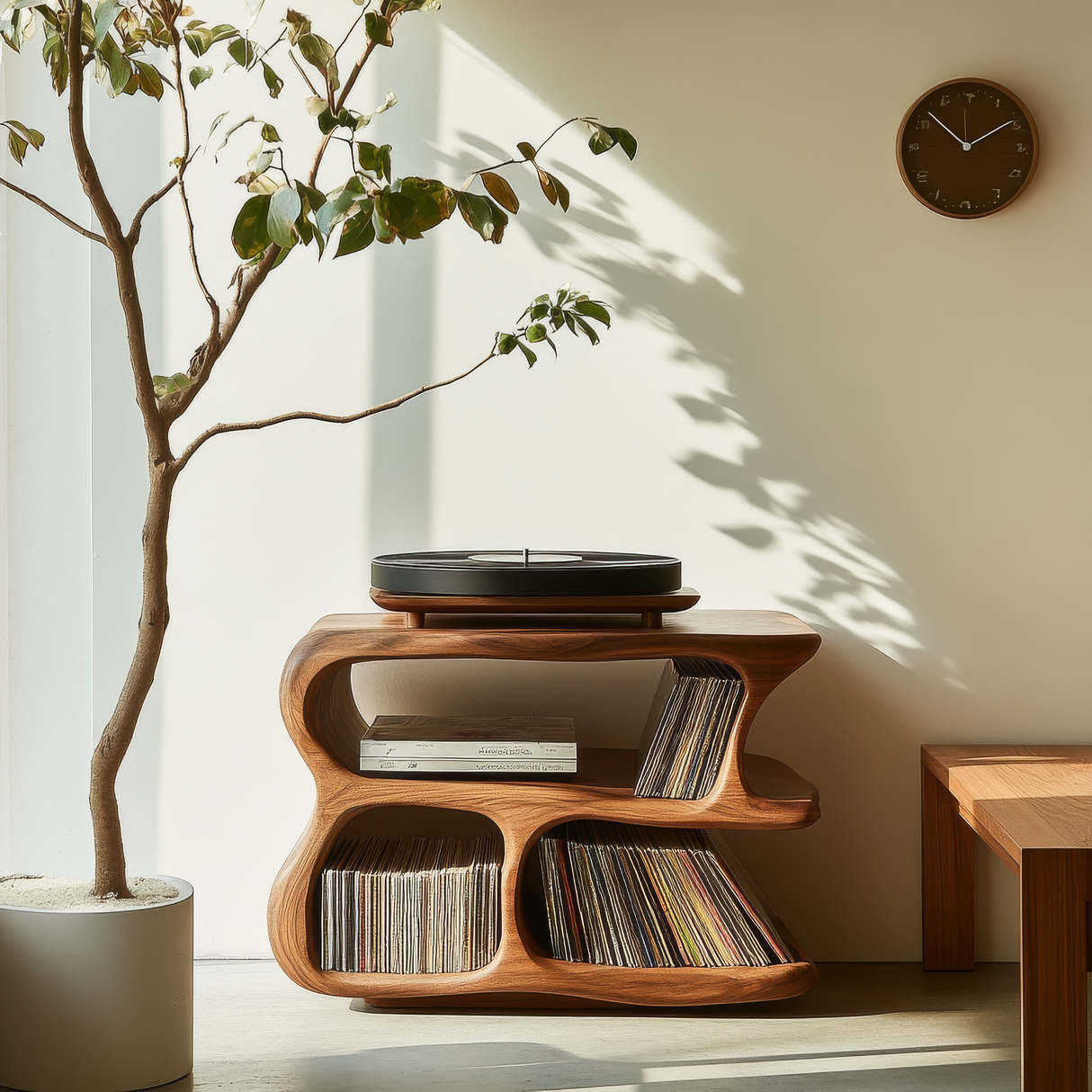 Aurevon Handcrafted Solid Wood Record Player Stand SPA210423 - Timberustic Record Player Stand With Storage