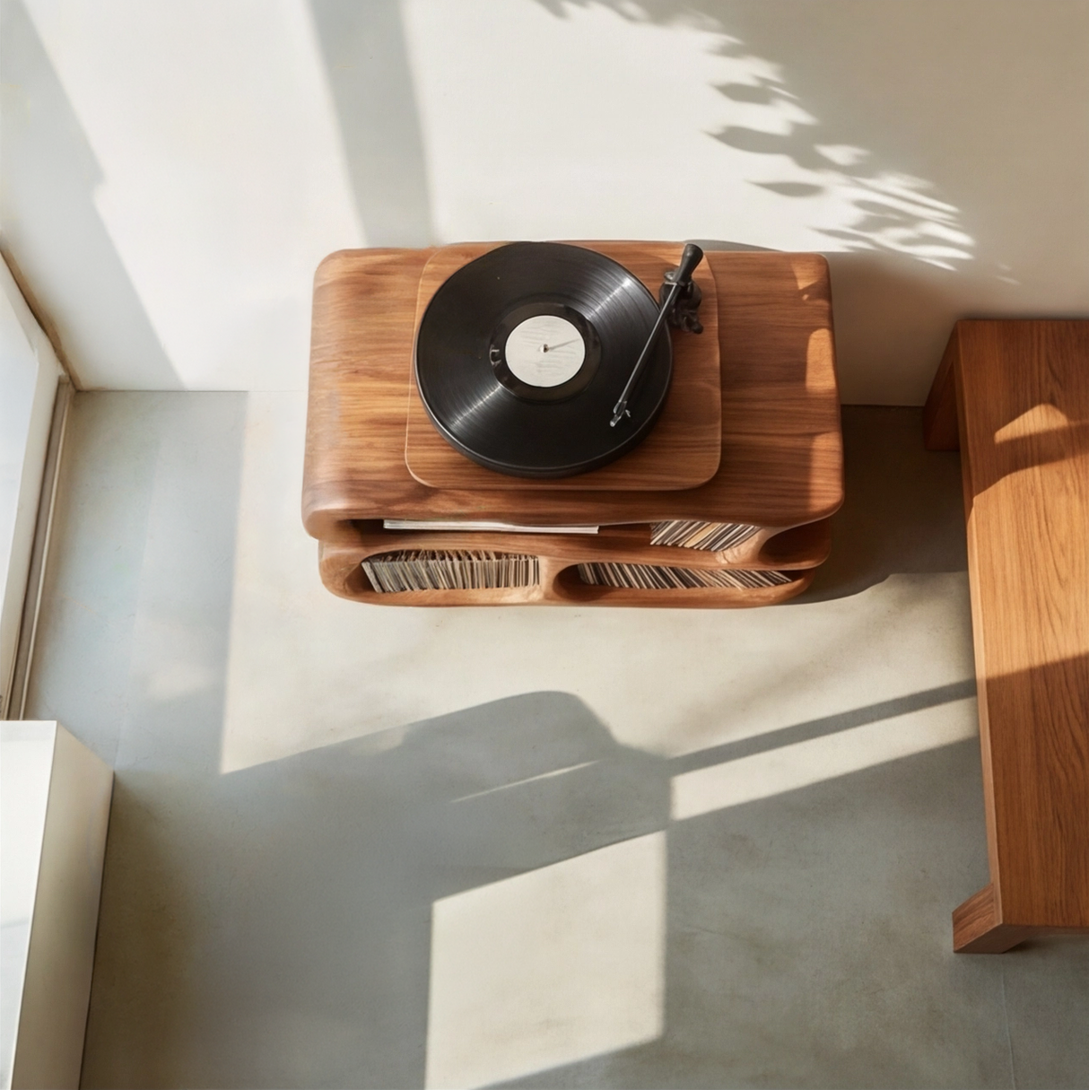 Aurevon Handcrafted Solid Wood Record Player Stand SPA210423 - Timberustic Record Player Stand With Storage