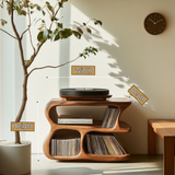 Aurevon Handcrafted Solid Wood Record Player Stand SPA210423 - Timberustic Record Player Stand With Storage