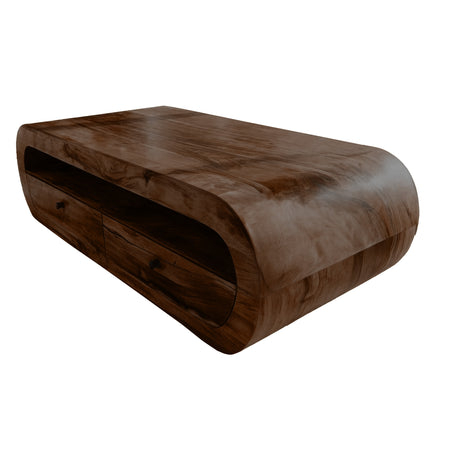 Aurevon Sculpted Solid Wood Coffee Table Dark Walnut - Timberustic Coffee Table