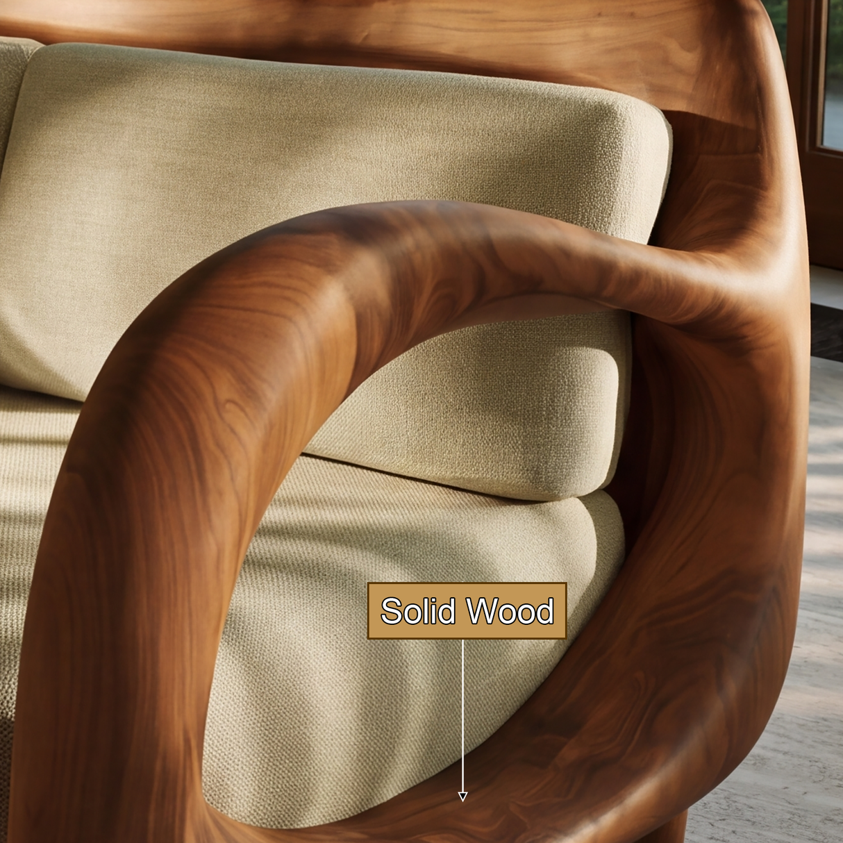 Aurevon Sculpted Solid Wood Sofa - Timberustic Sofa