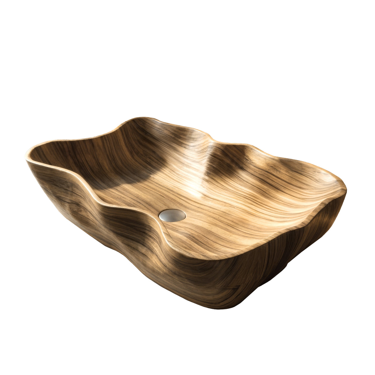 Aurevon Sculpted Solid Wood Vessel Sink Natural Oak - Timberustic Vessel Sinks