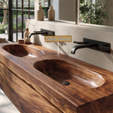 Aurevyn Handcrafted Solid Wood Floating Bathroom Vanity with Integrated Sinks and Drawers