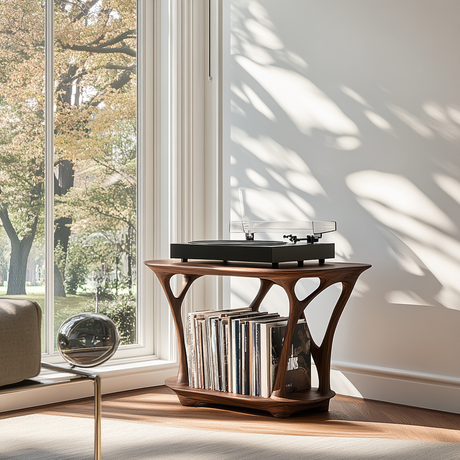 Aurevyn Handcrafted Solid Wood Record Player Stand SPA209241 - Timberustic Record Player Stand With Storage