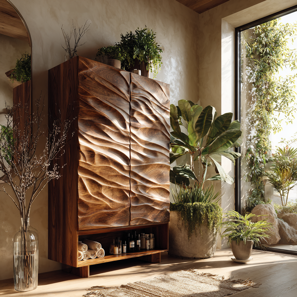 Aurex Sculpted Solid Wood Bathroom Cabinet - Timberustic Bathroom Cabinet