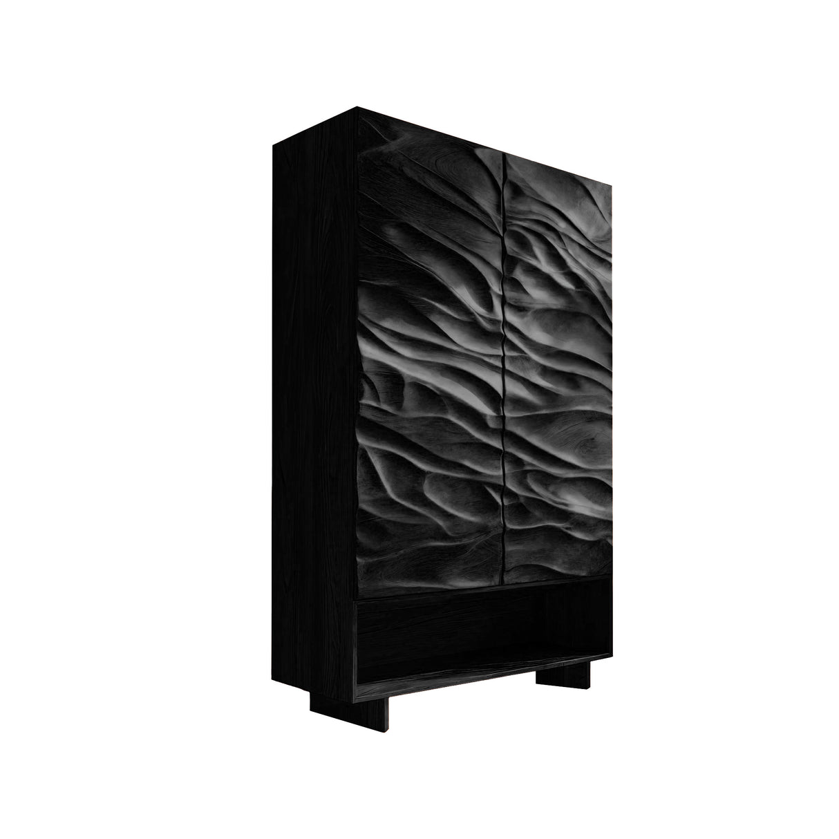Aurex Sculpted Solid Wood Bathroom Cabinet Black - Timberustic Bathroom Cabinet