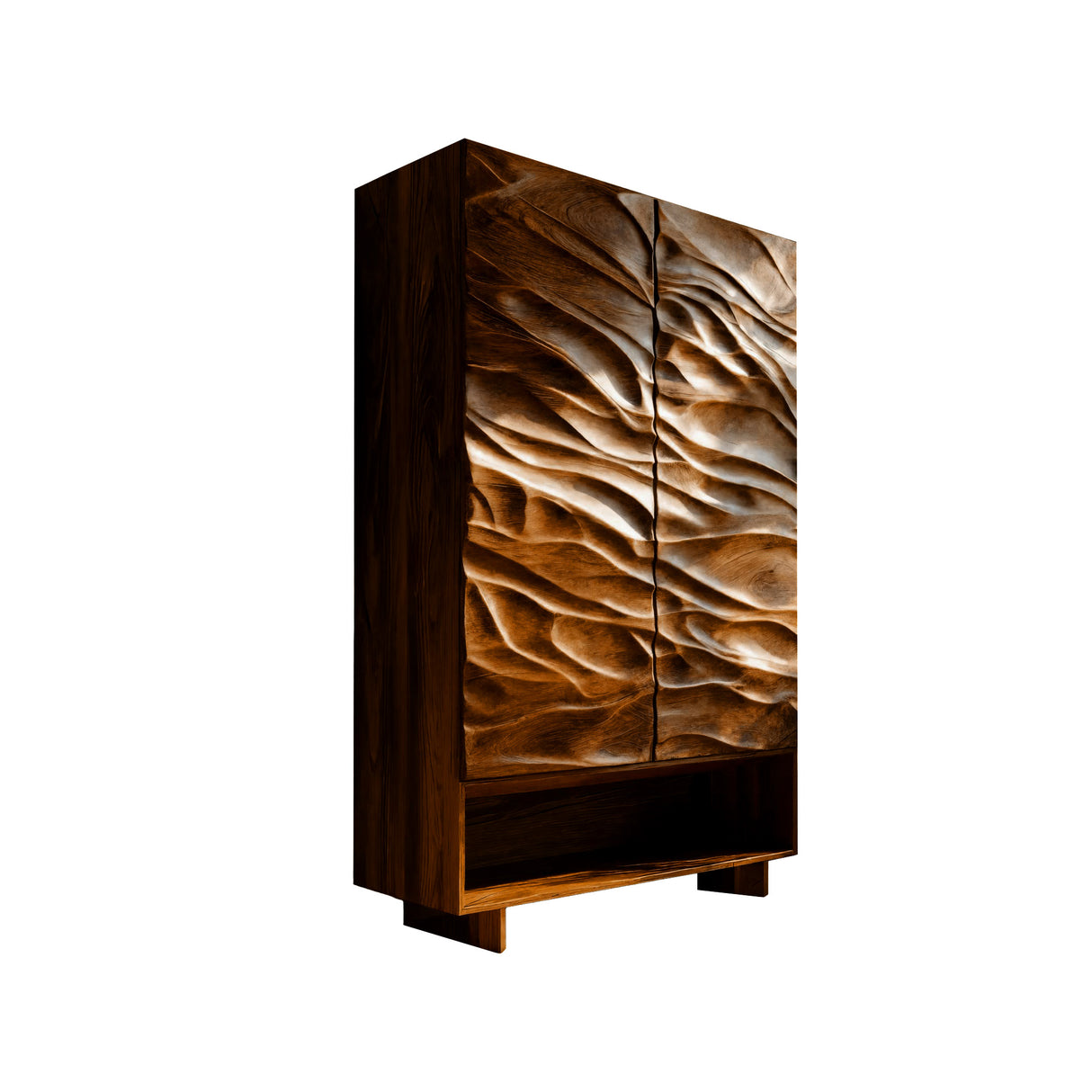 Aurex Sculpted Solid Wood Bathroom Cabinet Brown - Timberustic Bathroom Cabinet
