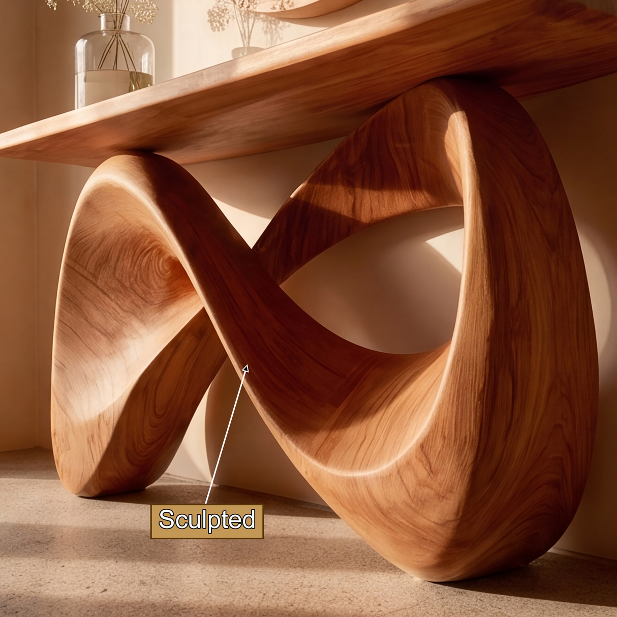 Aurexis Sculpted Solid Wood Console Table - Timberustic Console Table