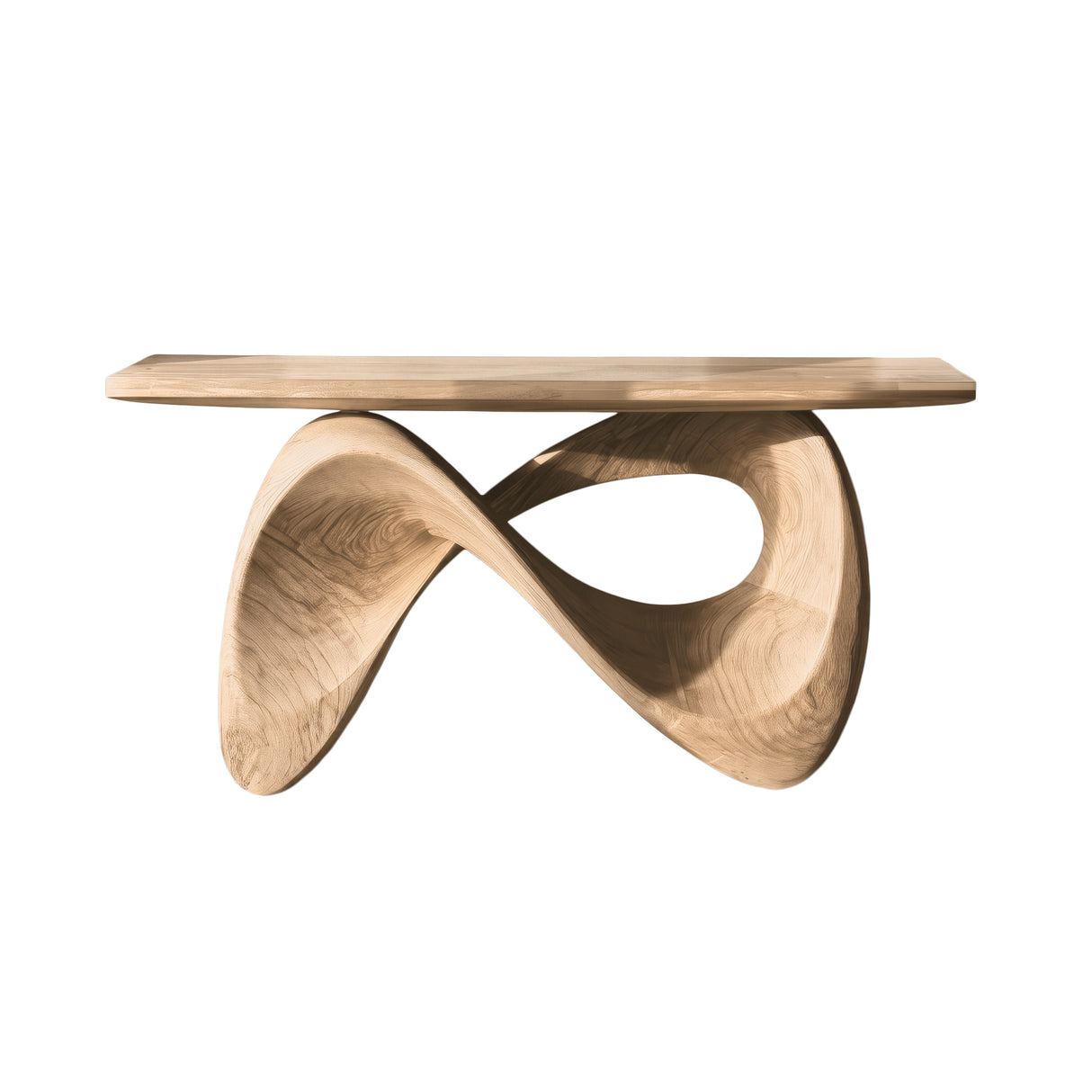 Aurexis Sculpted Solid Wood Console Table Natural Oak - Timberustic Console Table