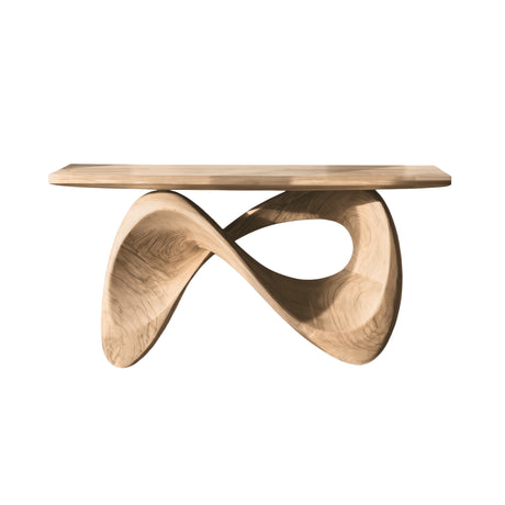 Aurexis Sculpted Solid Wood Console Table Natural Oak - Timberustic Console Table