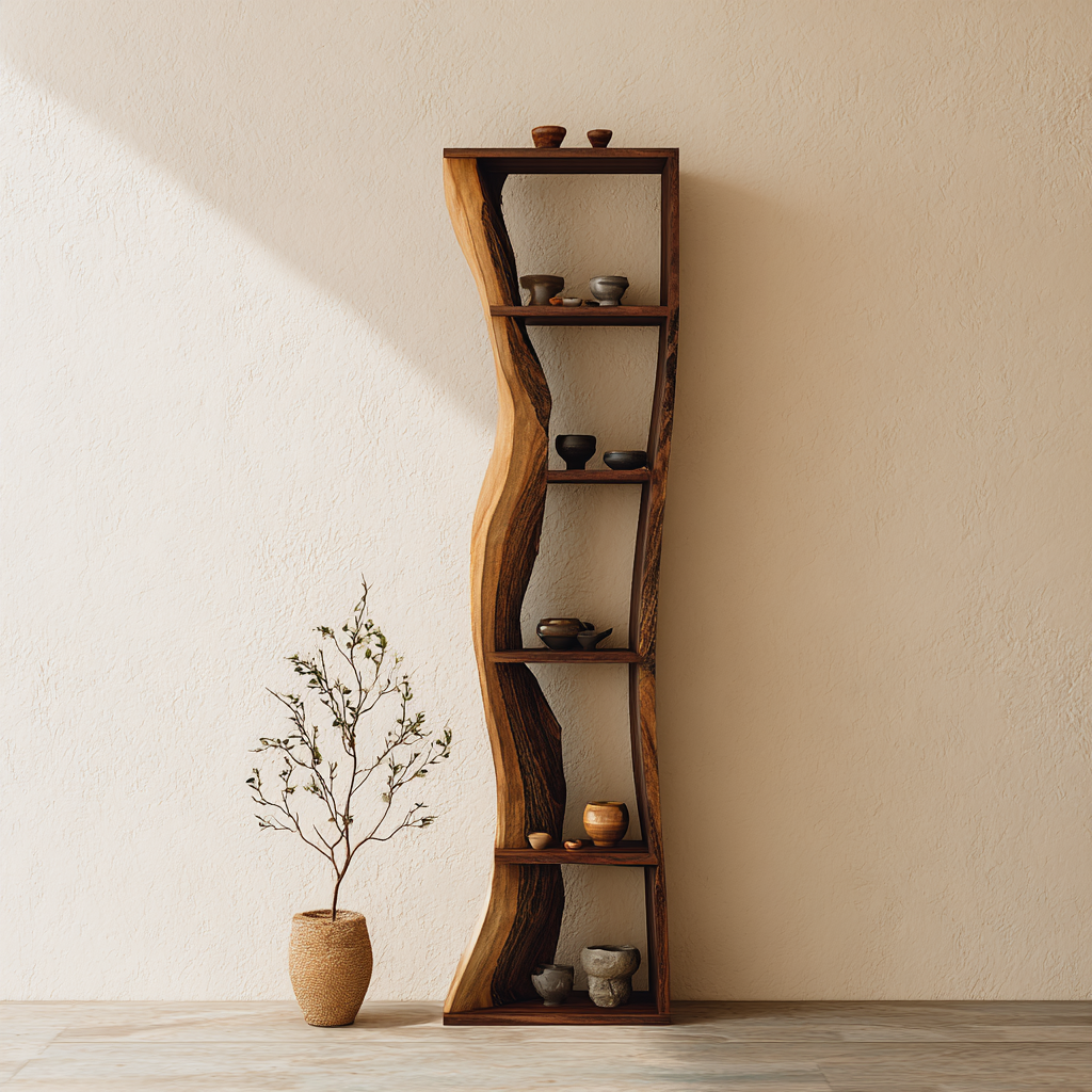 Auri Wave-Edge Solid Wood Display Shelf - Timberustic Display Shelf