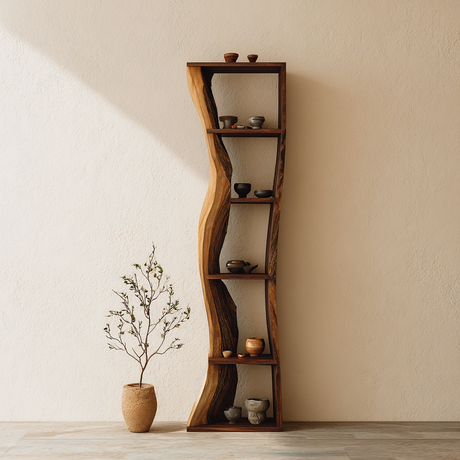 Auri Wave-Edge Solid Wood Display Shelf - Timberustic Display Shelf