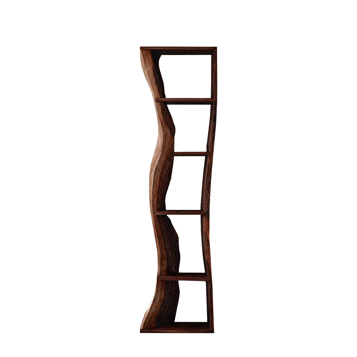 Auri Wave-Edge Solid Wood Display Shelf Dark Walnut - Timberustic Display Shelf