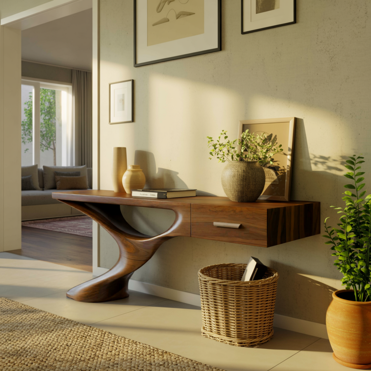 Auvra Sculpted Solid Wood Console Table