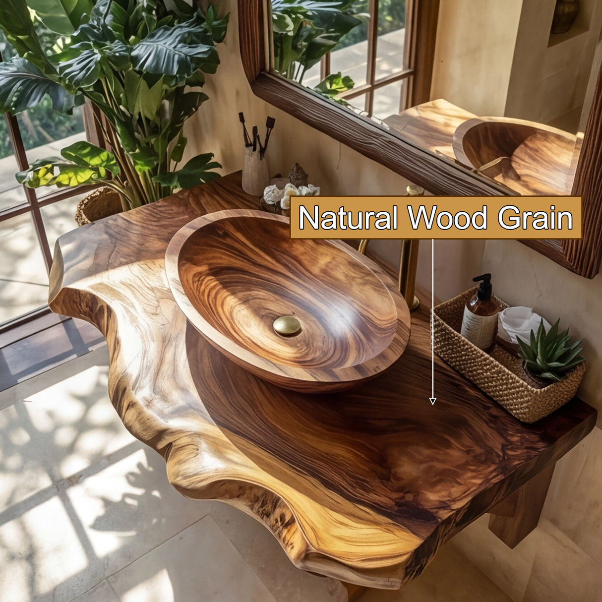 Avelion Live Edge Solid Wood Floating Bathroom Vanity SPA354296 - Timberustic Floating Bathroom Vanity