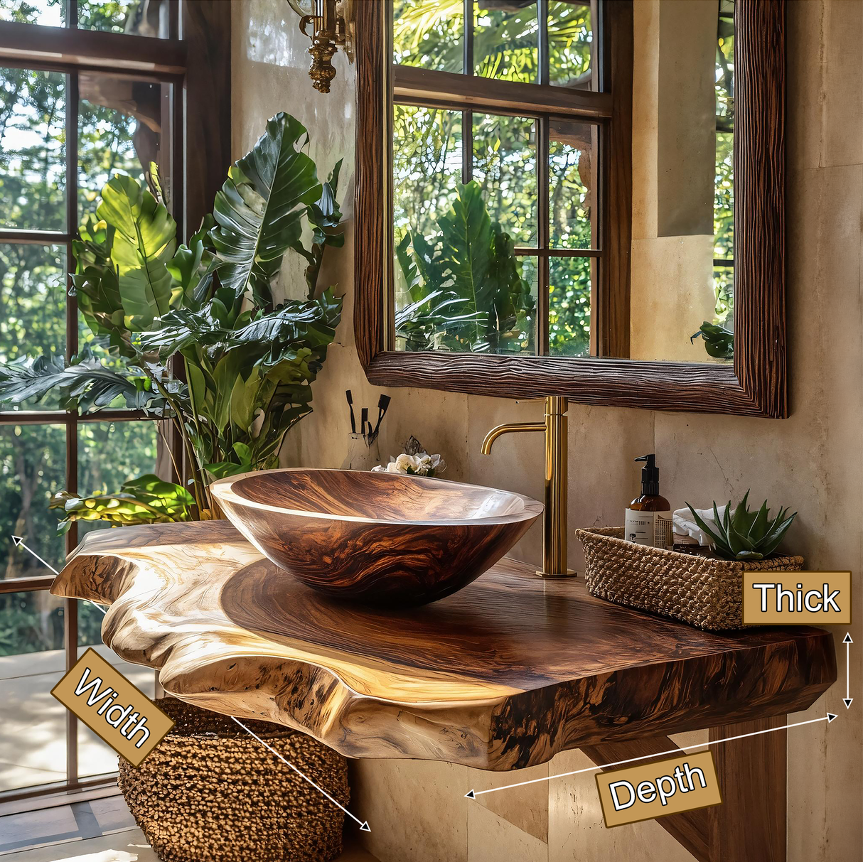 Avelion Live Edge Solid Wood Floating Bathroom Vanity SPA354296 - Timberustic Floating Bathroom Vanity