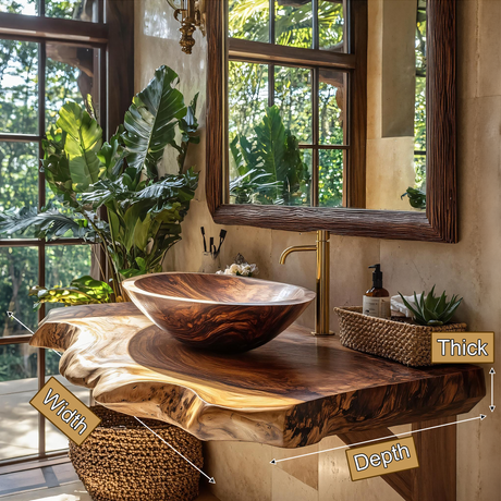 Avelion Live Edge Solid Wood Floating Bathroom Vanity SPA354296 - Timberustic Floating Bathroom Vanity