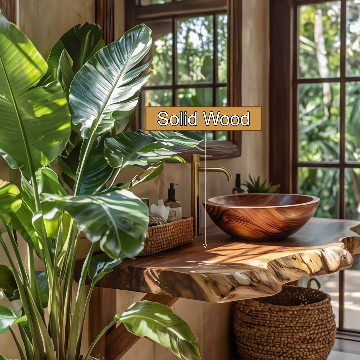 Avelion Live Edge Solid Wood Floating Bathroom Vanity SPA354296 - Timberustic Floating Bathroom Vanity