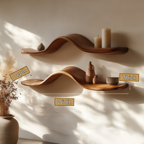 Avelis Sculpted Solid Wood Floating Shelf SPA395366 - Timberustic Floating Shelf