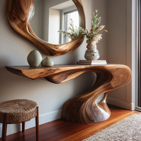 Avelith Sculpted Solid Wood Console Table - Timberustic Console Table