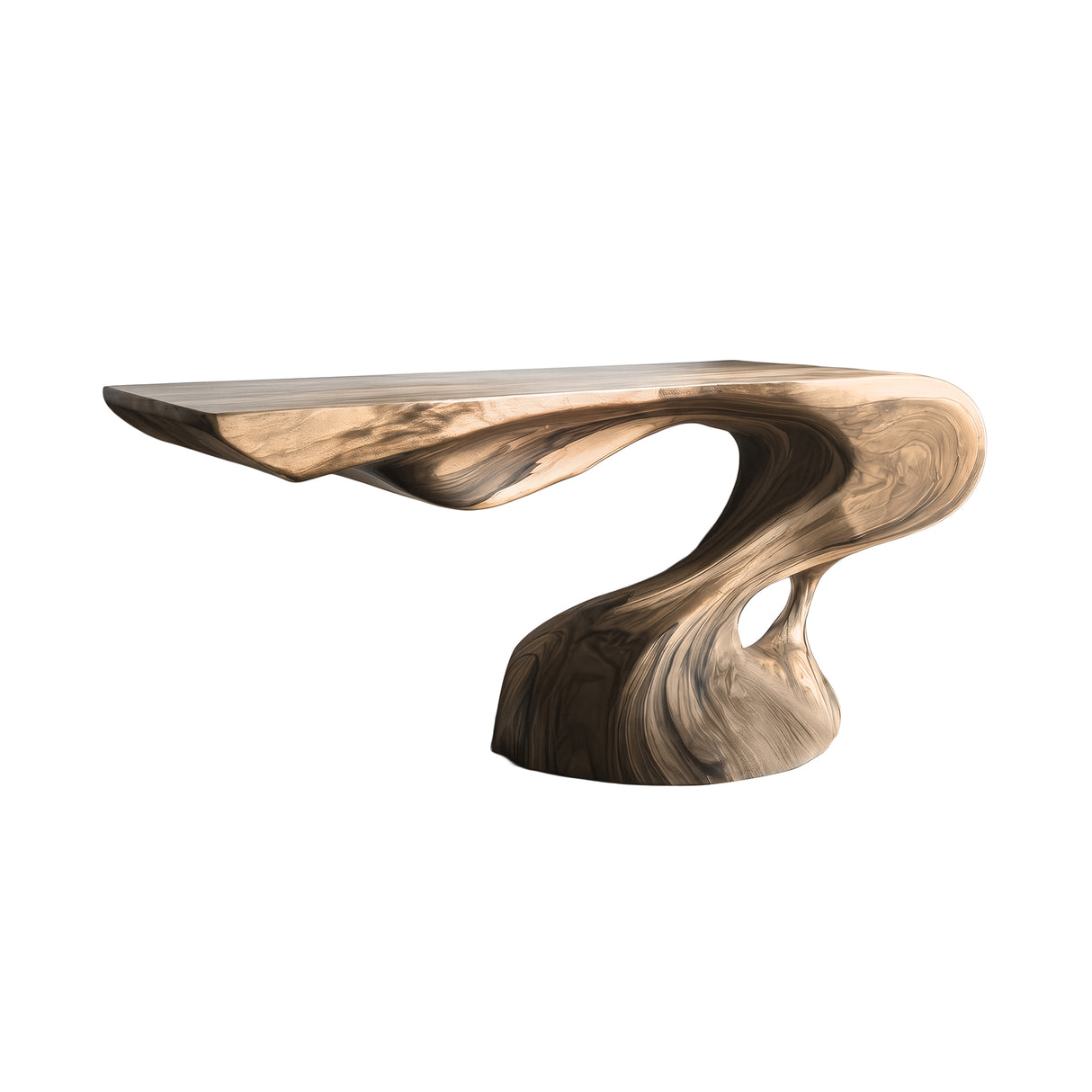 Avelith Sculpted Solid Wood Console Table Natural Oak - Timberustic Console Table