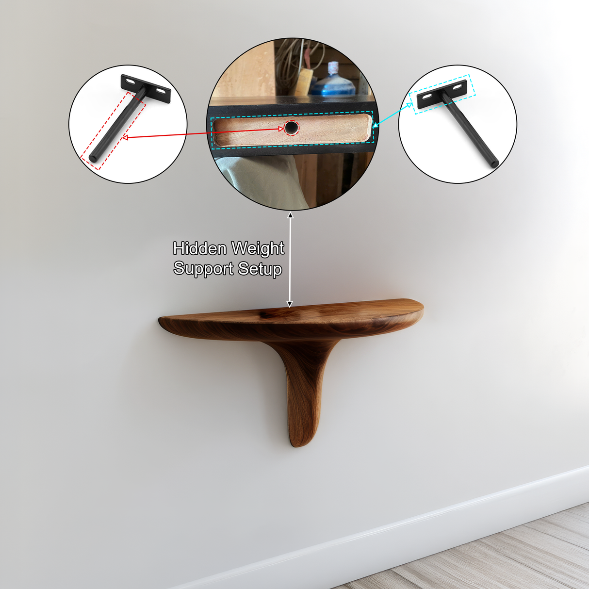Avelon Sculpted Solid Wood Mushroom Floating Shelf SPA812436 - Timberustic Floating Shelf