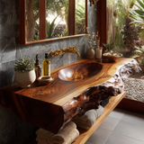 Avendra Live Edge Solid Wood Floating Bathroom Vanity with Integrated Sink SPA201365 - Timberustic Floating Bathroom Vanity with Integrated Sink