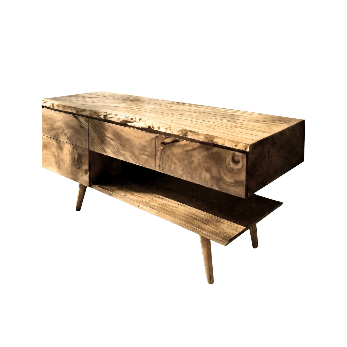 Avenor Live Edge Solid Wood Freestanding Bathroom Vanity with Drawers Natural Oak - Timberustic Freestanding Bathroom Vanity with Drawers