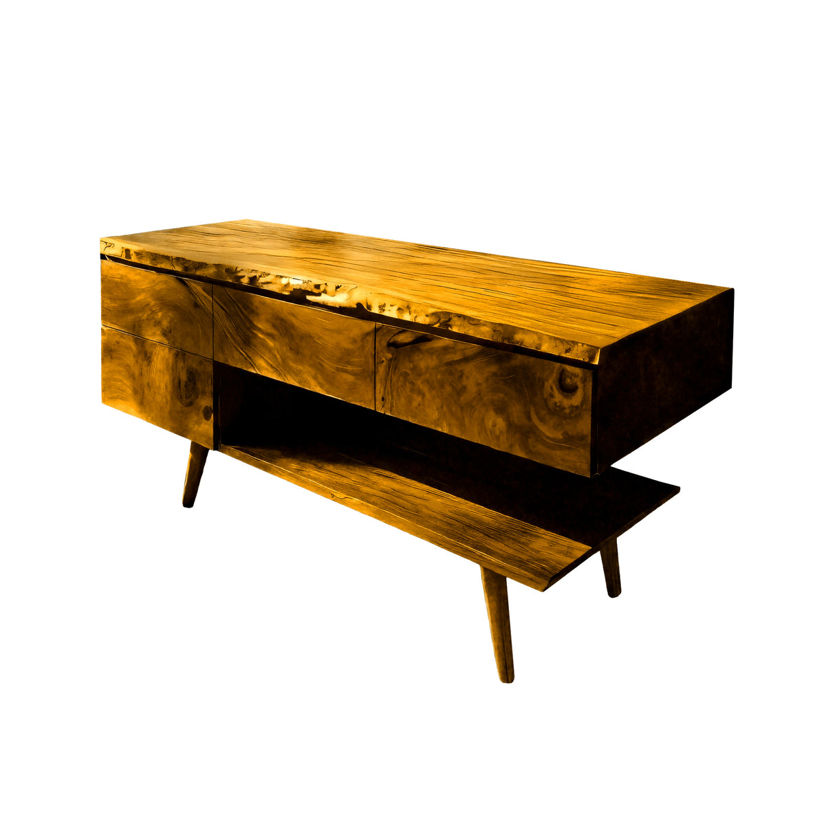 Avenor Live Edge Solid Wood Freestanding Bathroom Vanity with Drawers Teak - Timberustic Freestanding Bathroom Vanity with Drawers