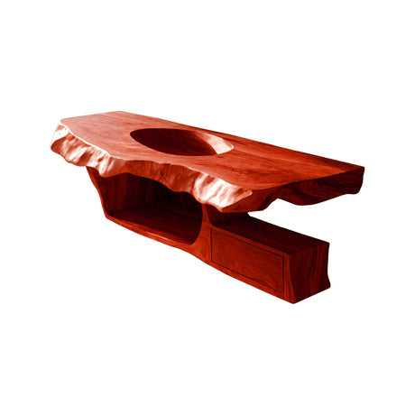 Avenra Live Edge Solid Wood Floating Bathroom Vanity with Integrated Sink and Open Storage Mahogany - Timberustic Floating Bathroom Vanity with Integrated Sink and Open Storage
