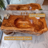Avensa Live Edge Solid Wood Floating Bathroom Vanity with Integrated Sink SPA362594 - Timberustic Floating Bathroom Vanity with Integrated Sink