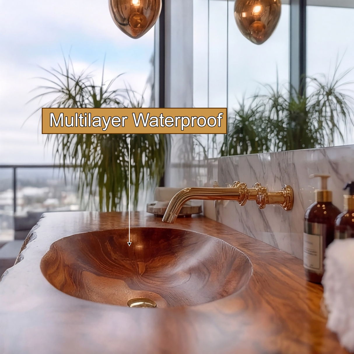 Avensa Live Edge Solid Wood Floating Bathroom Vanity with Integrated Sink SPA362594 - Timberustic Floating Bathroom Vanity with Integrated Sink