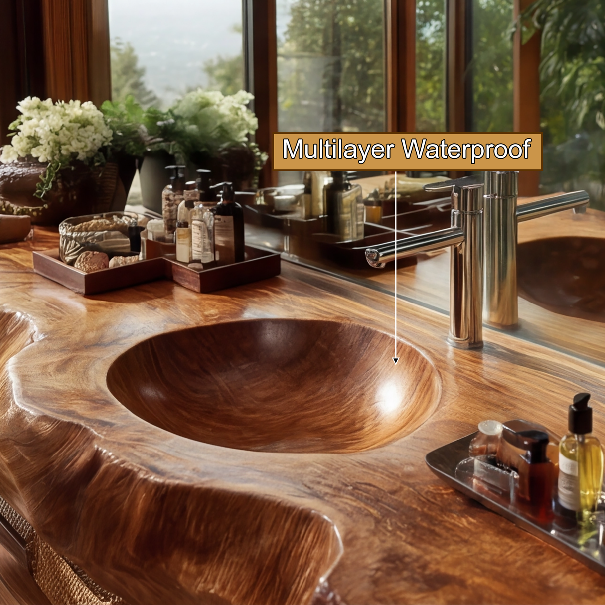 Avensor Live Edge Solid Wood Floating Bathroom Vanity with Integrated Sink SPA563795 - Timberustic Floating Bathroom Vanity with Integrated Sink